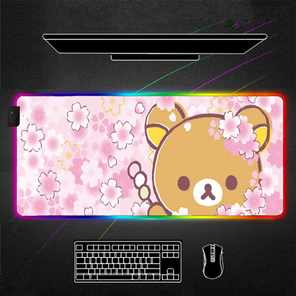 RGB LED Rilakkuma Flower Gaming Mouse Pad